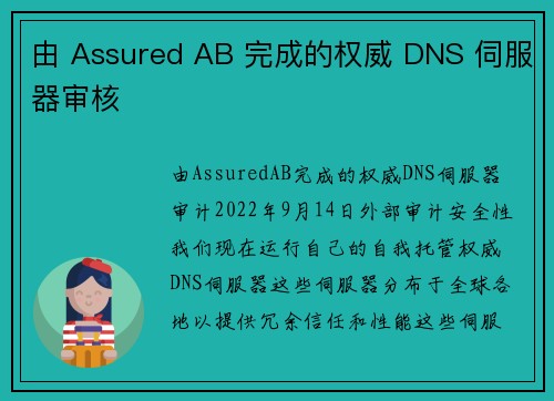 由 Assured AB 完成的权威 DNS 伺服器审核 